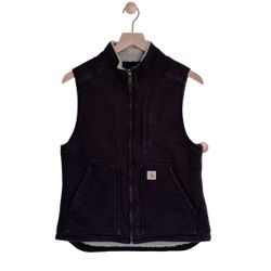 Carhartt XS Women's Sherpa Lined Canvas Relaxed Fit Vest Dark Brown
