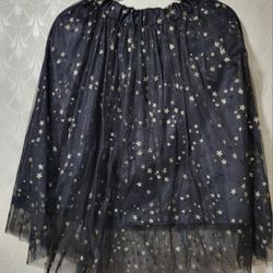 Kids Tulle Black Skirt with Gold Stars size Small Knee Length