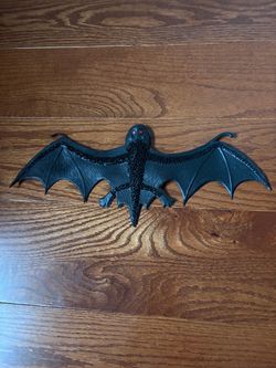 Vintage Rubber Vampire Bat Toy Hong Kong Red Eyes Black Halloween Prop Decor