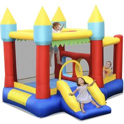 New in Box Inflatable Bounce House, Blow up Moon Bounce for Kids w/Slide, Giant Jumpy Area, Ocean Ball Pit, Basketball Rim, Stakes, Jumping Bouncy Cas