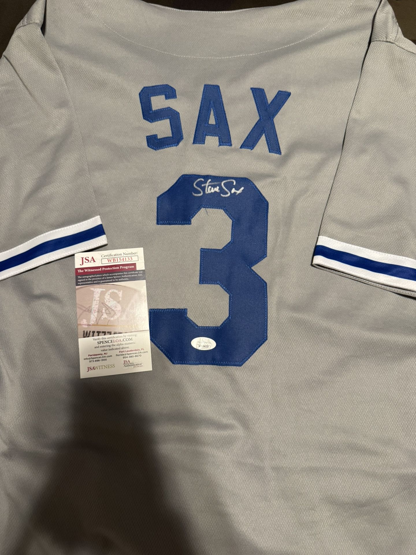Steve Sax LA Dodgers Autographed Custom Jersey
