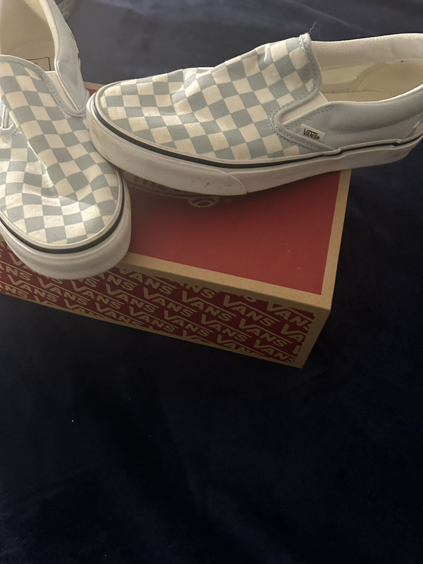 Vans Size 8.5 Checkers Baby Blue Color