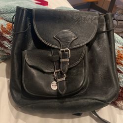 Roots Leather Black Backpack