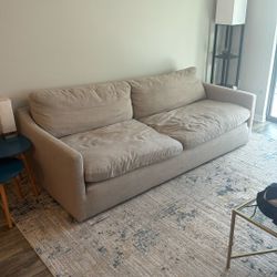 Contemporary Deep Seated Sofa Couch, 89"W, Flax