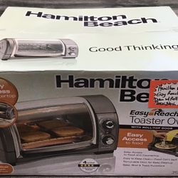 Hamilton Beach 31334Z Easy Reach Toaster Oven W/ Roll-Top Door New 