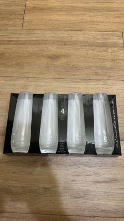 Circleware Stemless Champagne Flute Glasses Set of 4 Drinking Glassware 10.5oz