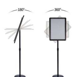 🥨9.45” by 12.87” Poster Sign Stand, heavy-duty water-filled base Adjustable floor-standing sign stand with safety rounded corners, for Outdoor Indoor