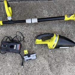 Ryobi 18v tools driver, weed trimmer, vacuum