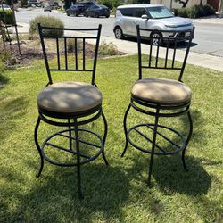 Two Swivel Bar Stool With Back