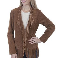 Scully Leather Western Fringed Jacket in Cinnamon Boar Suede L1003 Small