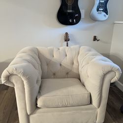 NEW PRICE: $275 Gorgeous Chesterfield Roll Arm Cream Armchair