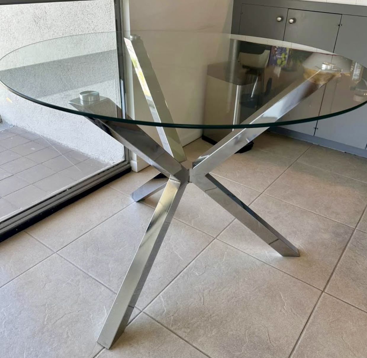 Beautiful Glass Table With Chrome