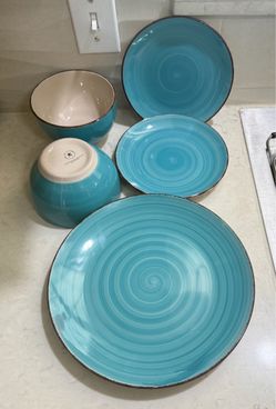 Royal Norfolk Turquoise Swirl Ceramic Dinnerware Set
