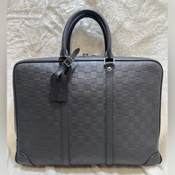 Louis Vuitton Porte Documents Voyage Damier Infini Leather Handbag Black
