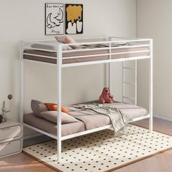 Bunk bed Twin over twin White metal finish, New Especial  price 