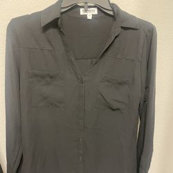 Express Women’s Black Button Up Blouse, Small