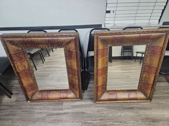 Mirrors with leather