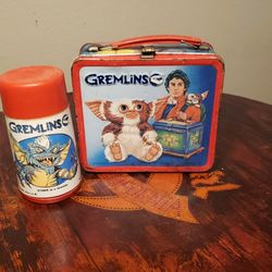 1984 Gremlins Metal Lunch Box Warner Brothers Aladdin W/ Thermos