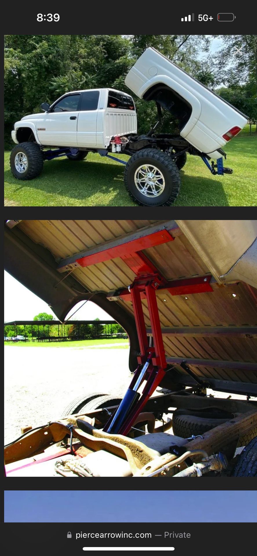 Hydraulic dump bed kit