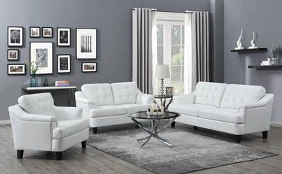 Chic White Leatherette Couch ONLY $415- Lowest Prices Ever!
