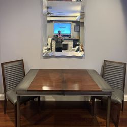 Cherry Wood Dining Table With Leaf And 4 Chairs