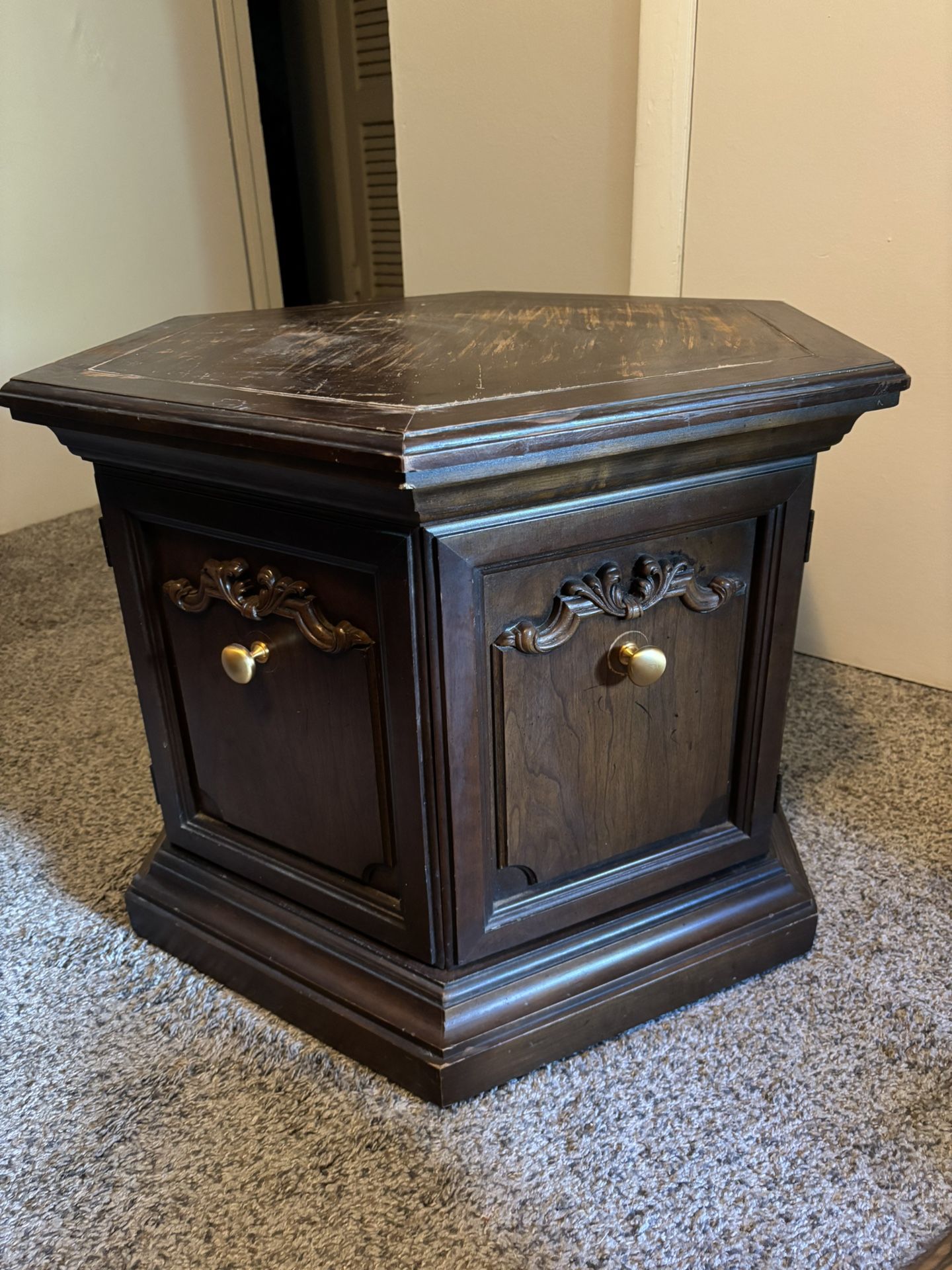 Solid Wood Hexagon Side Table