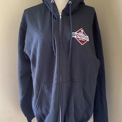 Port & Co Black Cotton-Poly Fleece Sweatshirt Hoodie Full Zip Softball Patch L