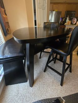 Brand new 54 inch dining room table  with swivel barstool and 2 chairs