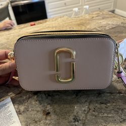 Marc Jacobs Snapshot Crossbody Bag Pink / Beige w Logo Strap