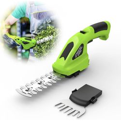 2 in 1 Handheld Hedge Trimmer & Cordless Grass Shear, 7.2V Electric Grass Trimmer Shrubbery Trimmer, Battery Bush Trimmer Hedge Shears/Grass Cutter Ga
