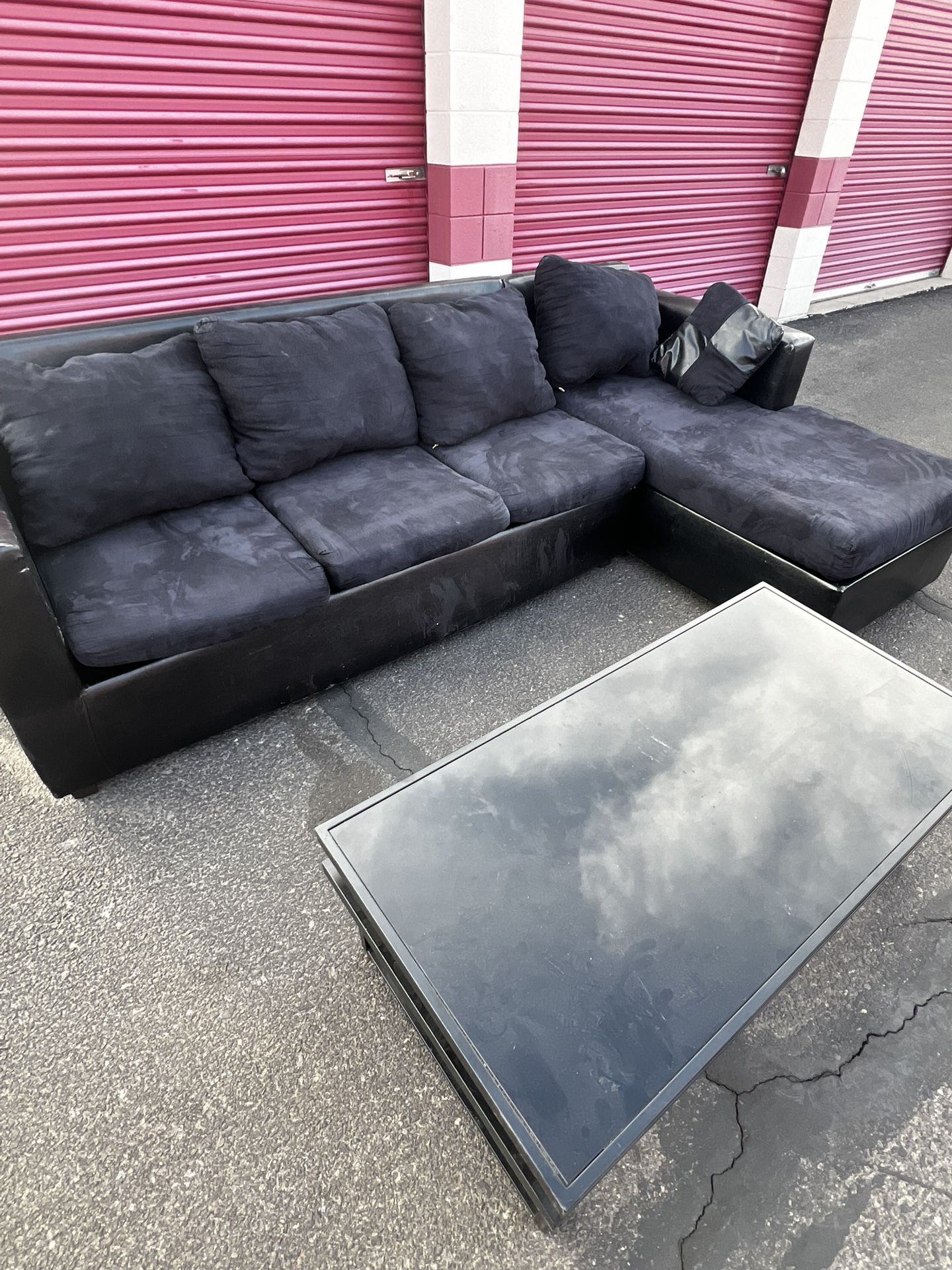 Black/Navy Blue Sectional Couch
