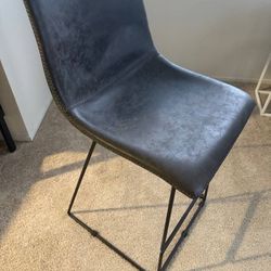 2-piece Set of low-backed Upholstered Barstools - Dark Grey