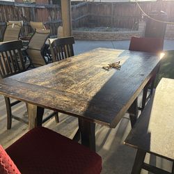 Dinning table bench 4 chairs