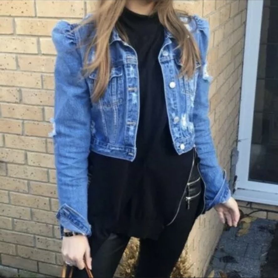 Zara Puff Sleeve Denim Jacket