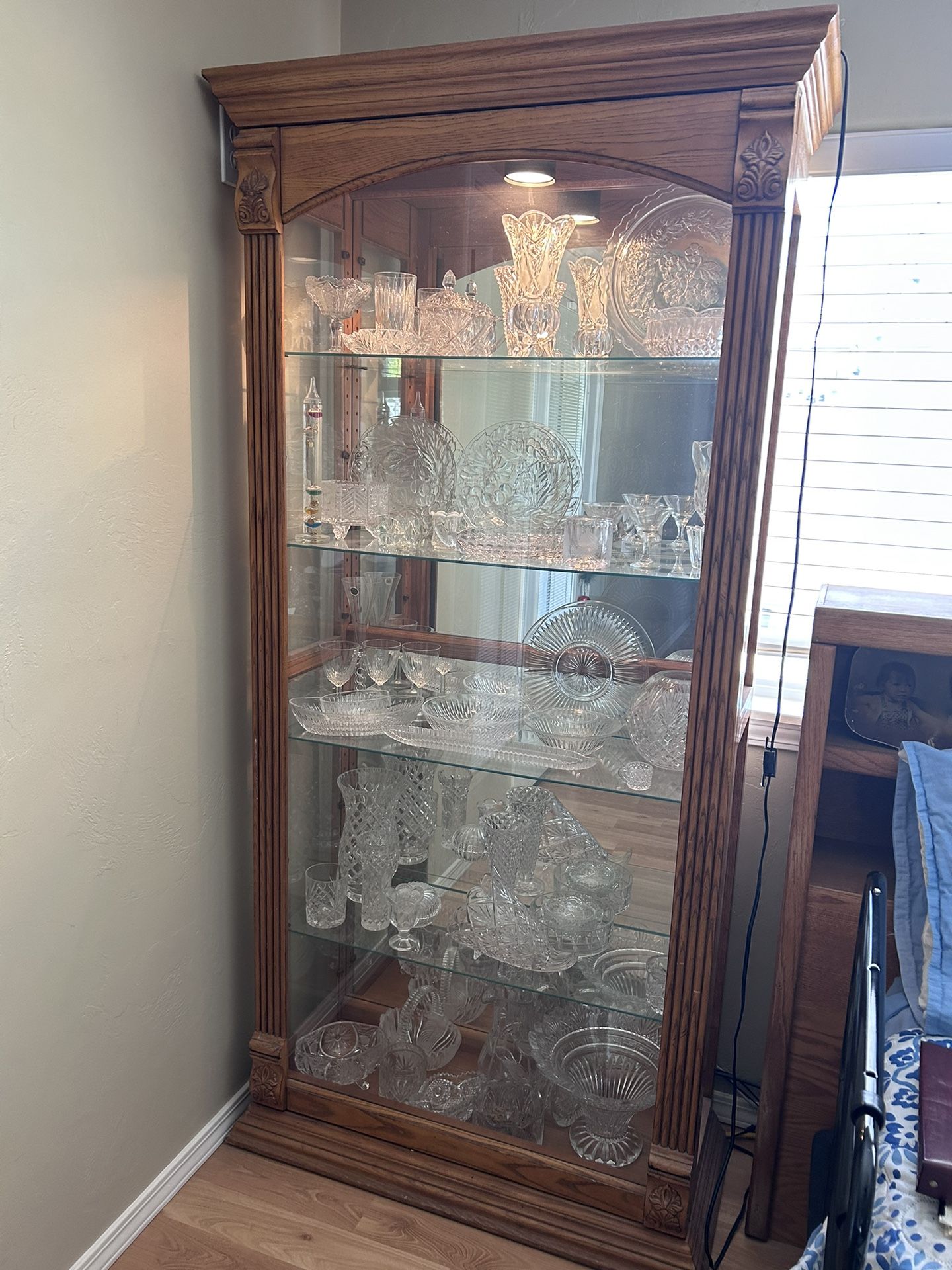 Glass and Oak Curio Cabinet