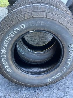 275/70/17. Two used Firestone destination, 10 ply Tires great tread.