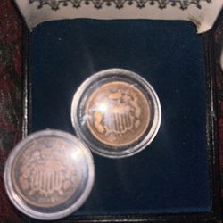 Large and small day first year of issue 1864/1865 two cent piece