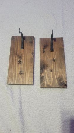 Set of 2 Rustic Wood Wall Hooks – Farmhouse Decor