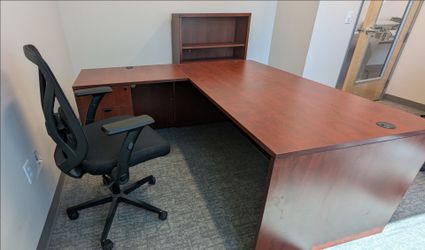 Office desk and bookcase