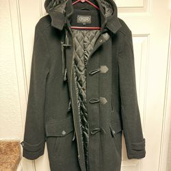 Men Tyson Wool Blend Leather Trimmed Toggle Coat