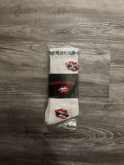 White chrome heart socks