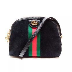  Gucci Suede Patent Web GG Small Ophidia Dome Shoulder Bag Black image 2 of 9 Gucci Suede Patent Web GG Small Ophidia Dome Shoulder Bag Black image 3 