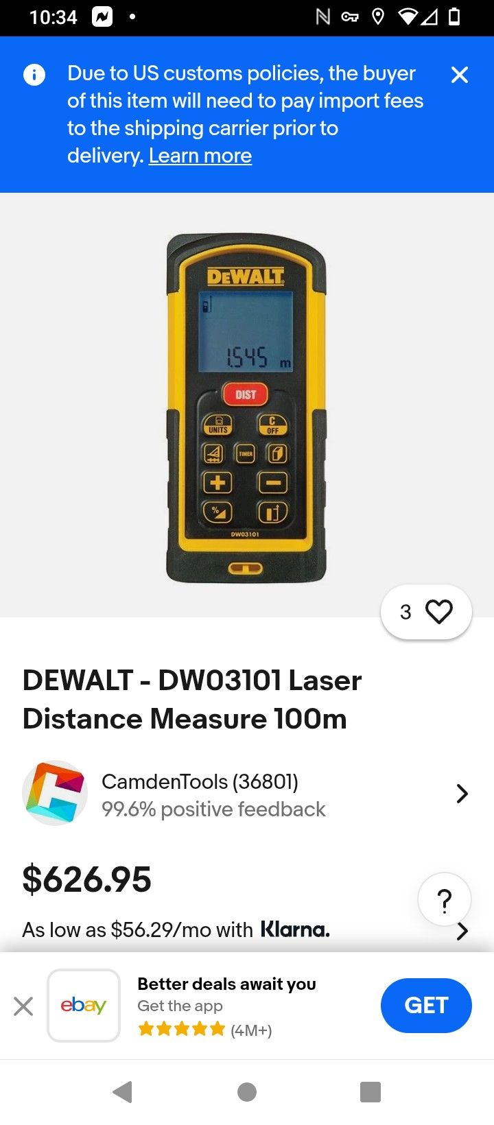 DeWalt Laser Measure