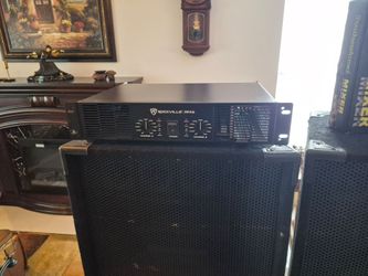 1800 Watts Rockville PA System. 2 Subwoofers, 2 15" Main speakers.  RPA9 Amplifier,  Stand poles and all cables ready to go.
Brand New Mixer w/effects