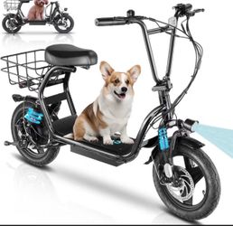 Caroma Peak 800W/1200W Electric Scooter with Seat, Max 20/30Miles&20MPH, 14" Tires Foldable Adult Electric Scooter with Basket for Pets & Cargo, Dual