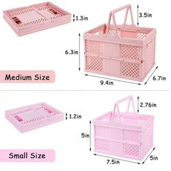 Plastic Collapsible Storage Crates for Organizing,2 Medium+2 Small Durable Collapsible Milk Crate Storage Bins for Bedroom Decor Classroom Office Kitc