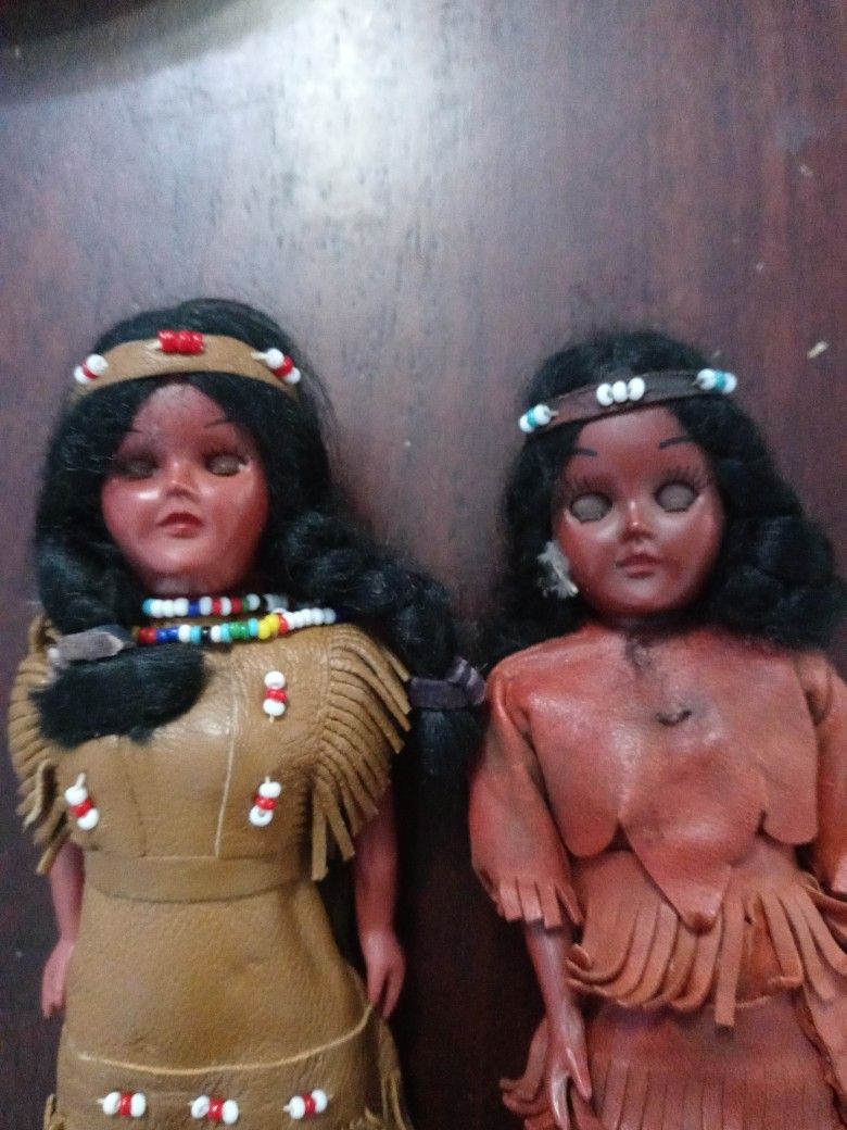 Two Vintage Collectible Indian Dolls