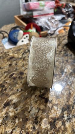 New Gold & Ivory Wired Edge Ribbon 1.5” X 25’