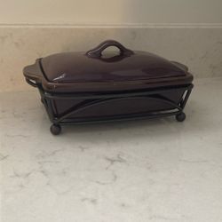 Tastefully Simple Dip Crock w Holder