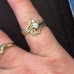 Vintage 3 Ring Wedding Band With Naturally Earth Grown Diamonds 